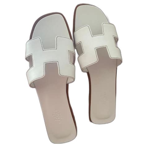 hermes slippers white
